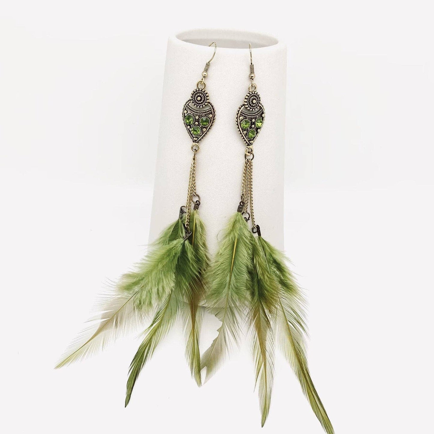Long Feather Tassel Dangle Earrings