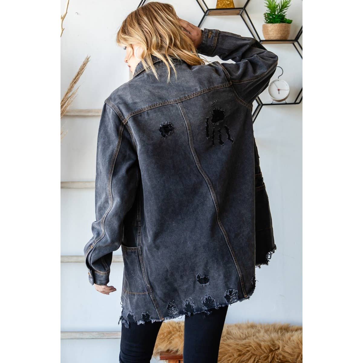 Medium Washed Denim Western Shirts Jacket: Medium Wash / S