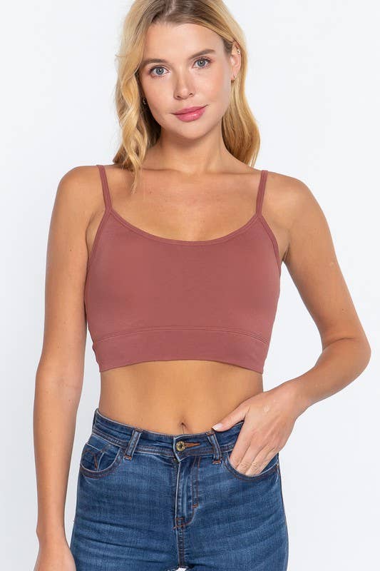 Round Neck Removable Bra Cup Twisted Back Cami Top