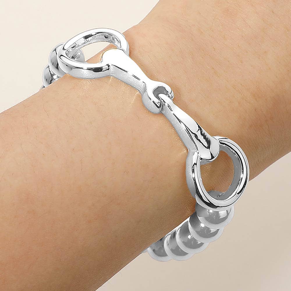 Horsebit Beaded Stretch Bracelet