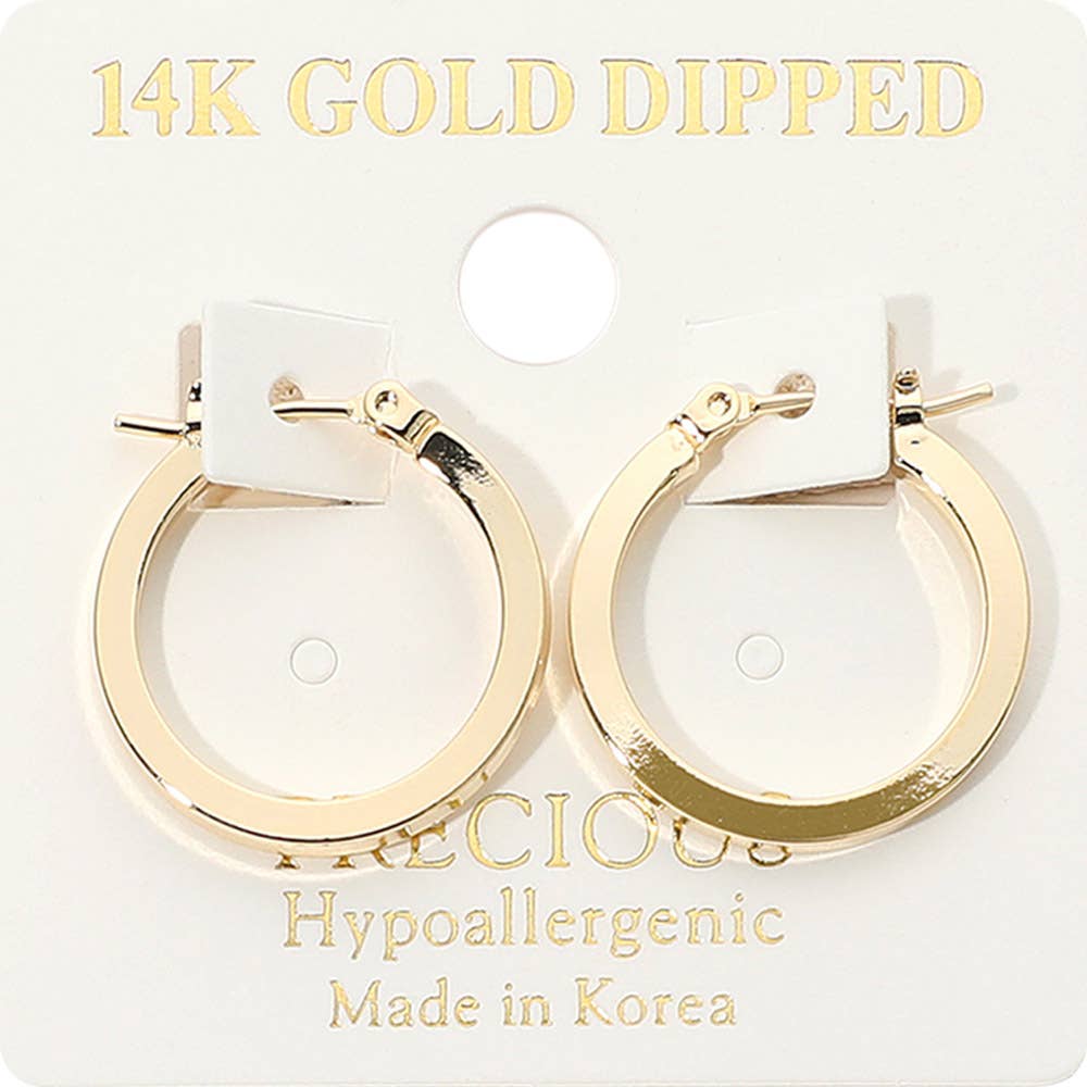 J4. 14K Gold Dipped Hypoallergenic Polished Pin Catch Hoop Earrings