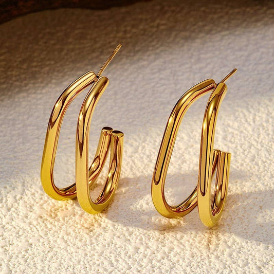 18K STAINLESS STEEL WATERPROOF TARNISH FREE HOOPS | 40E412: GOLD