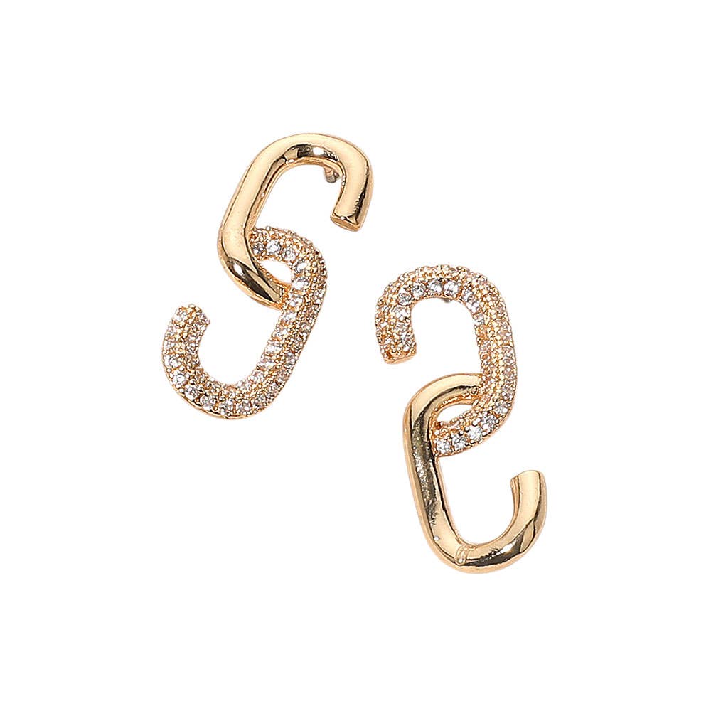 Linked Pave Statement Earrings: Rhodium