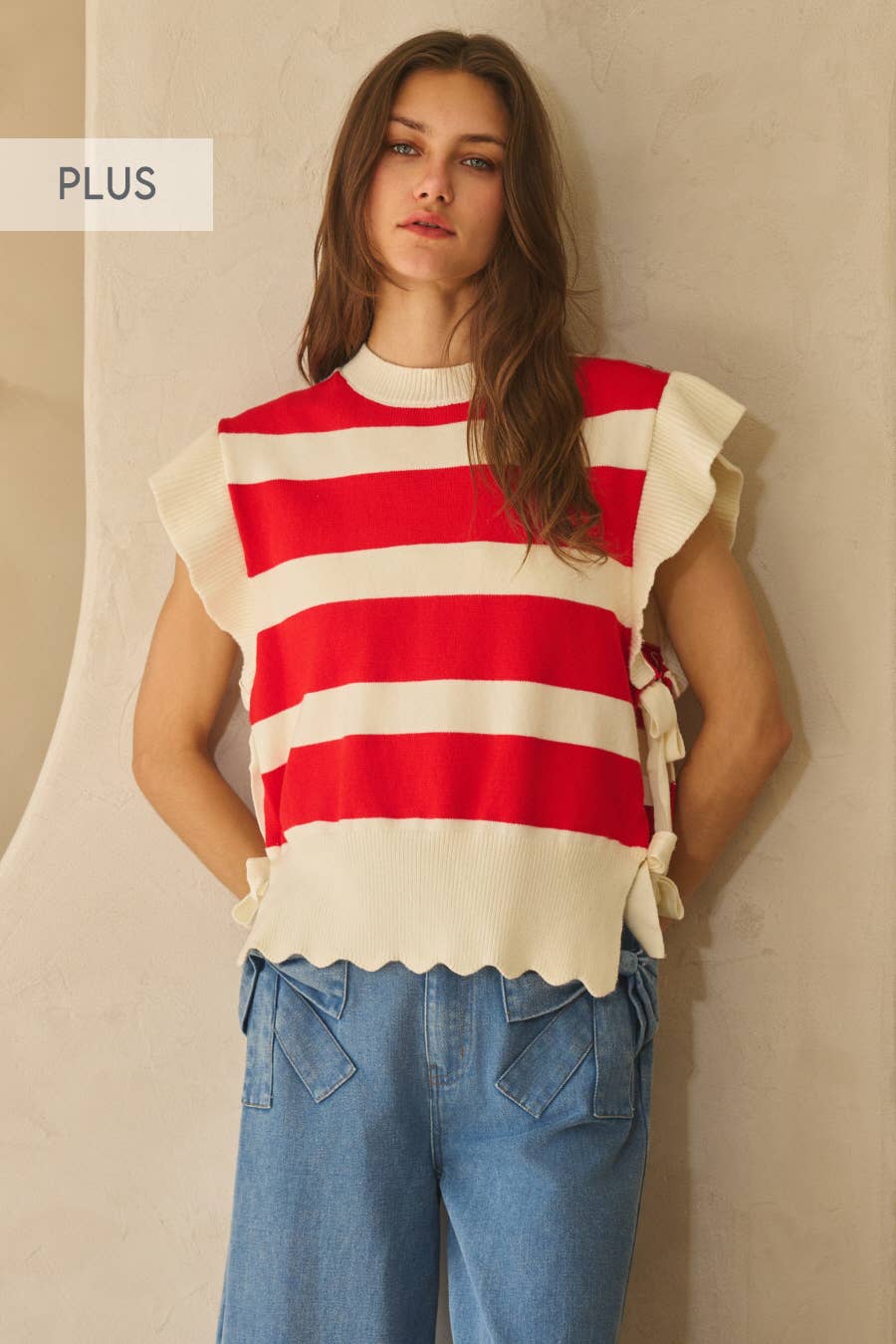 Plus Washed Denim Wide Leg Pants: Washed Denim / 2XL