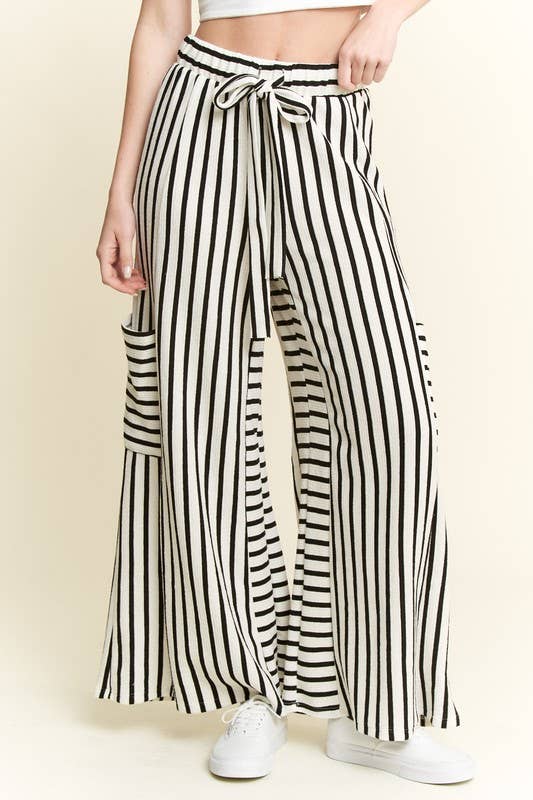 STRIPE WIDE LEG PANTS