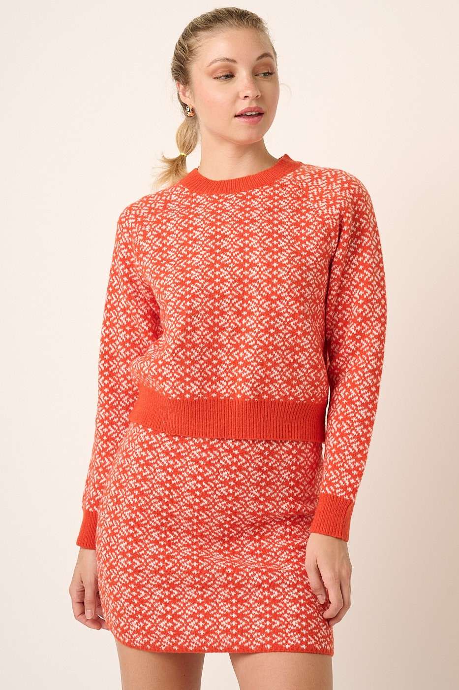 SNOWFLAKE PATTERN SWEATER SKIRT SET