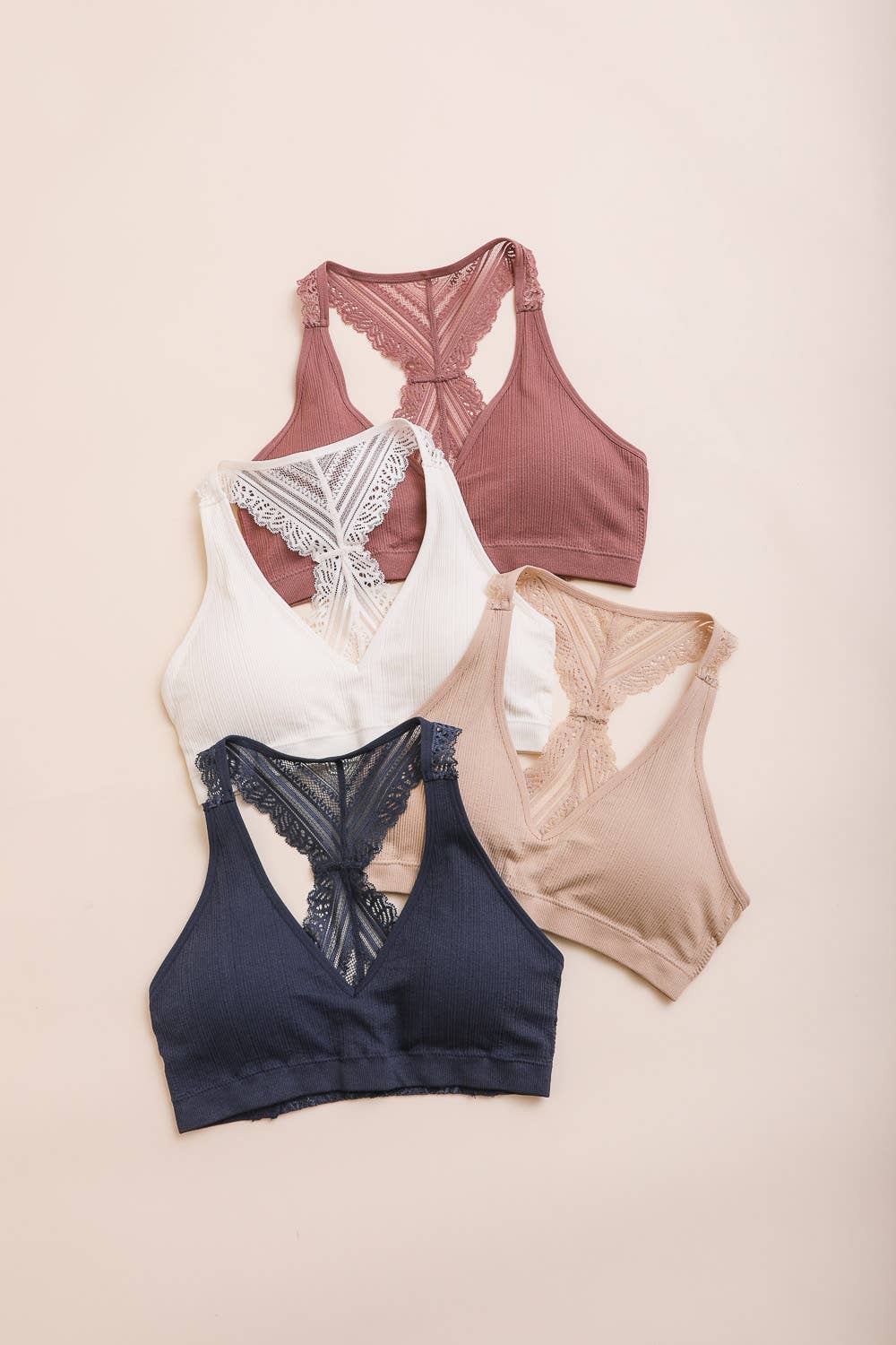 Lace Racerback Bralette - Romantic/Whimsical Design: Blue Gray