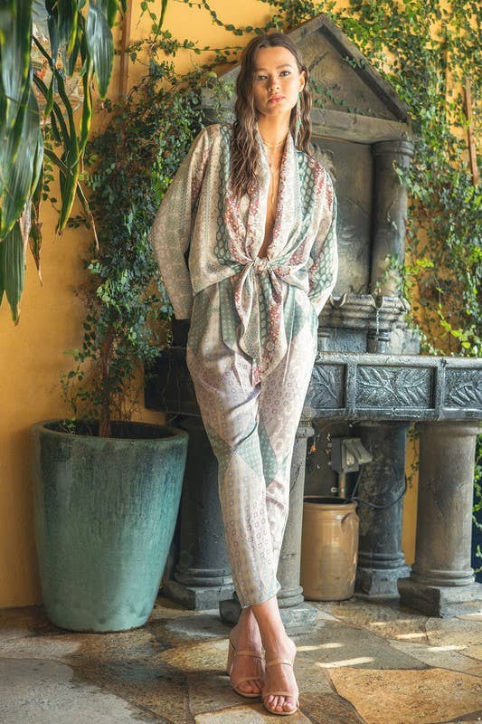 Printed Satin Jumpsuit