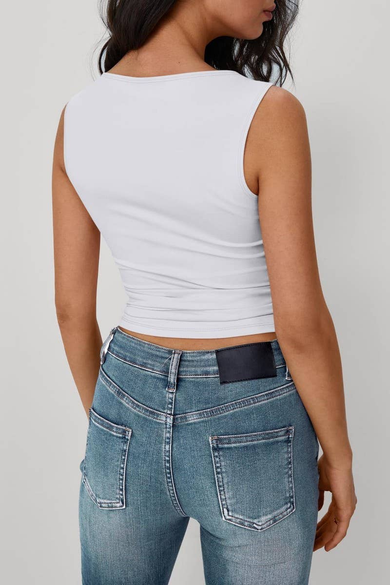 SOLID SLEEVELESS SLIM FIT SEXY TANK TOP