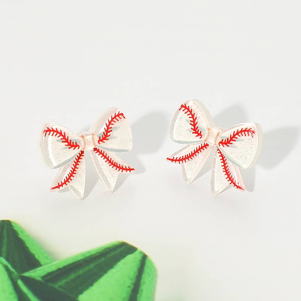 Resin Sports Baseball/Basketball/Football Bow Stud Earrings: Volleyball