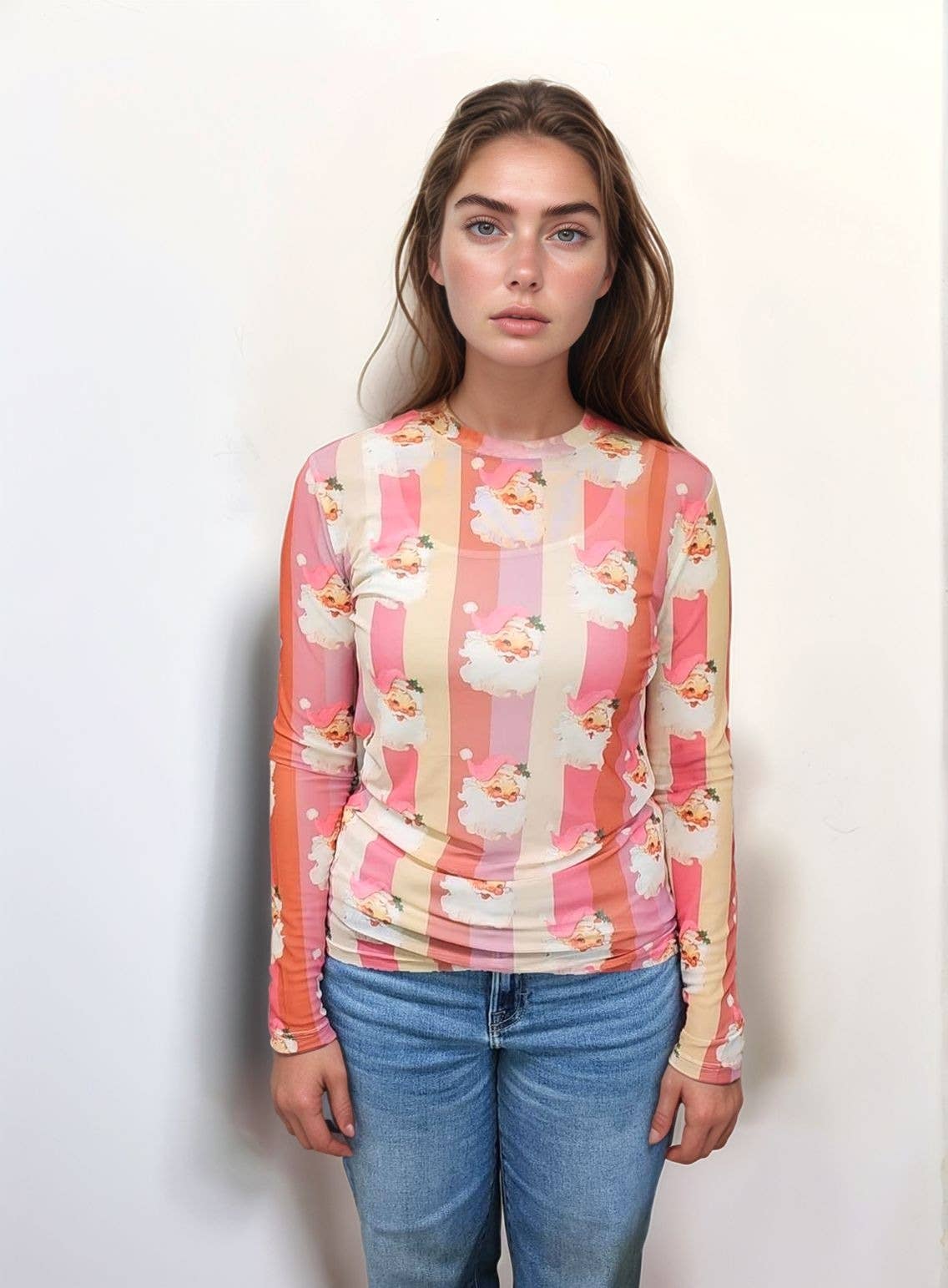 MK820 Jolly Santa Mesh Top