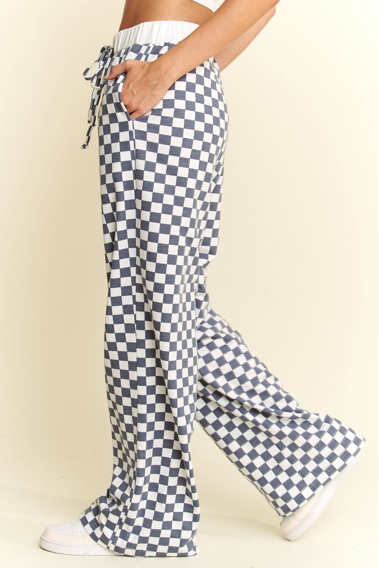 CHECKERED PRINT STRAIGHT LEG BOXER PANTS