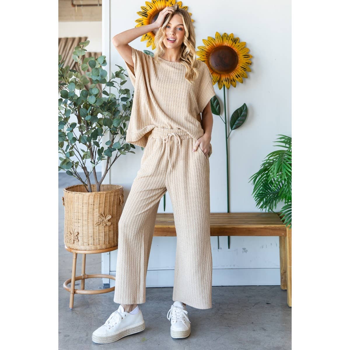 Waffle Textured Knit Top