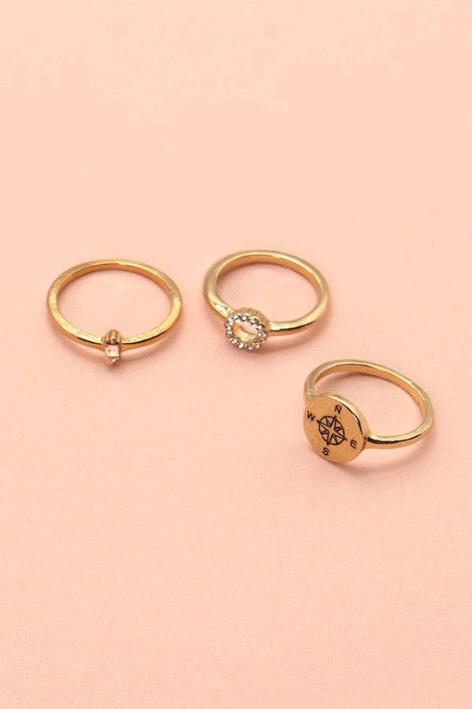 COMPASS RHINESTONE CIRCLE RING SET | 31R22026