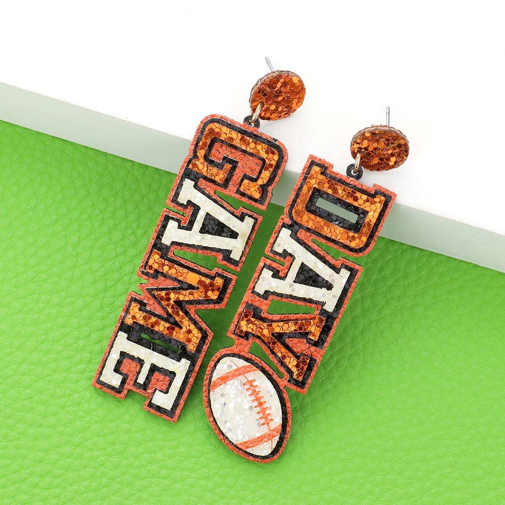 Game Day Message Football Bling Dangle Earrings
: M9