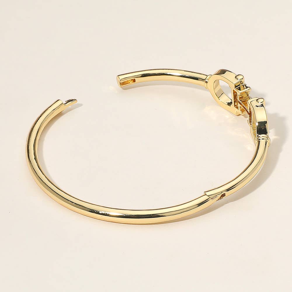 Crystal Accent Horsebit Bangle Bracelet