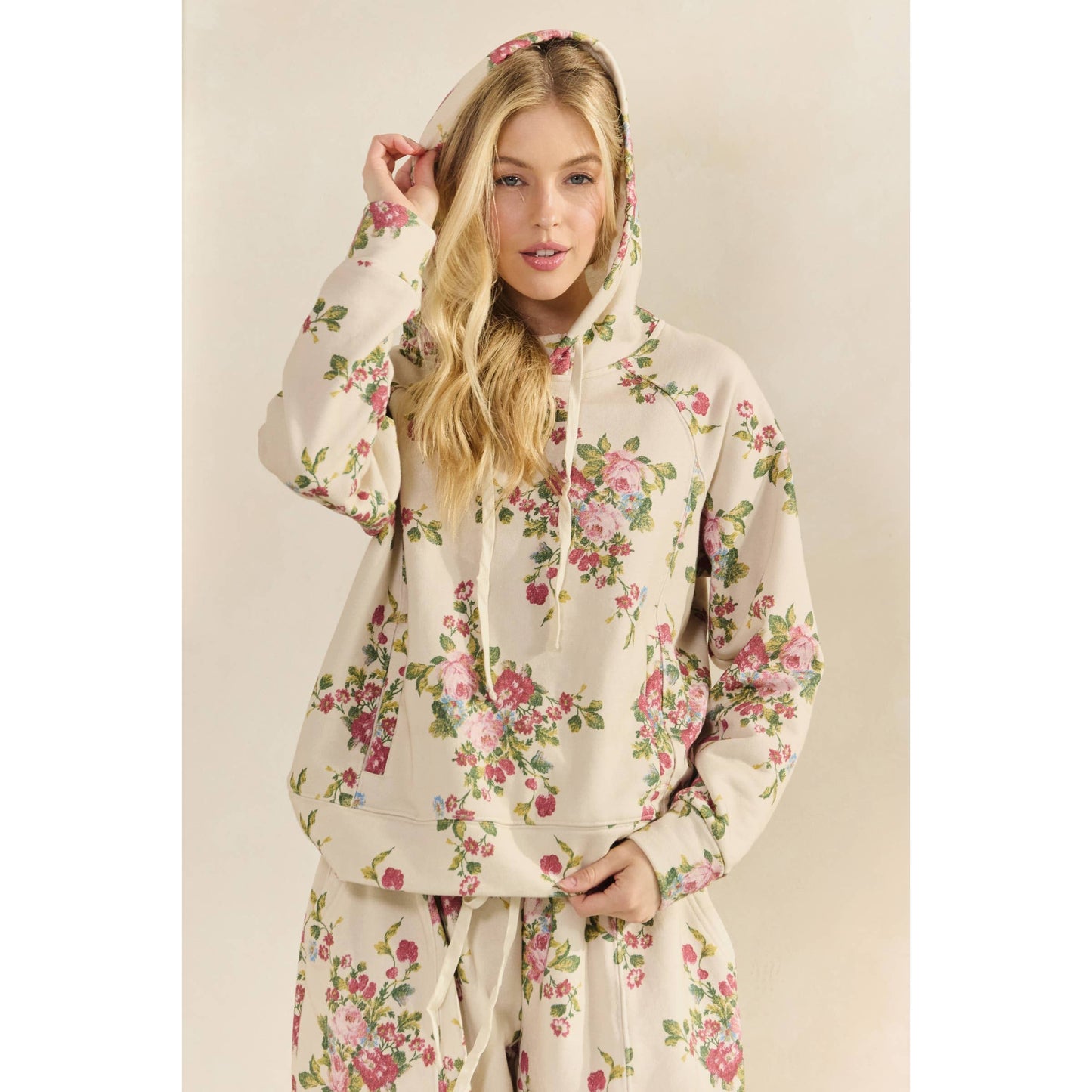 Printed French Terry Hoodie: Camo B / L