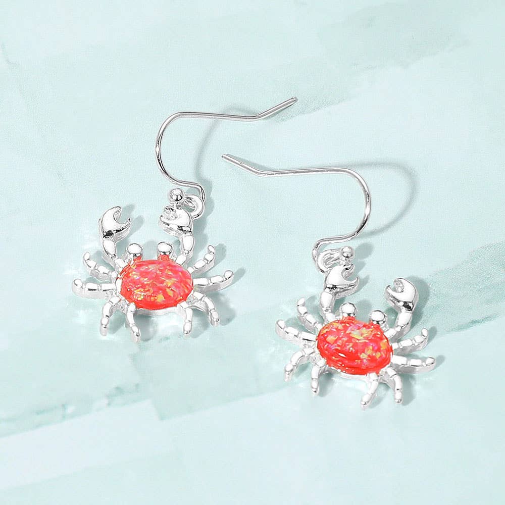 J20. Crab Charm Drop Dangle Earrings