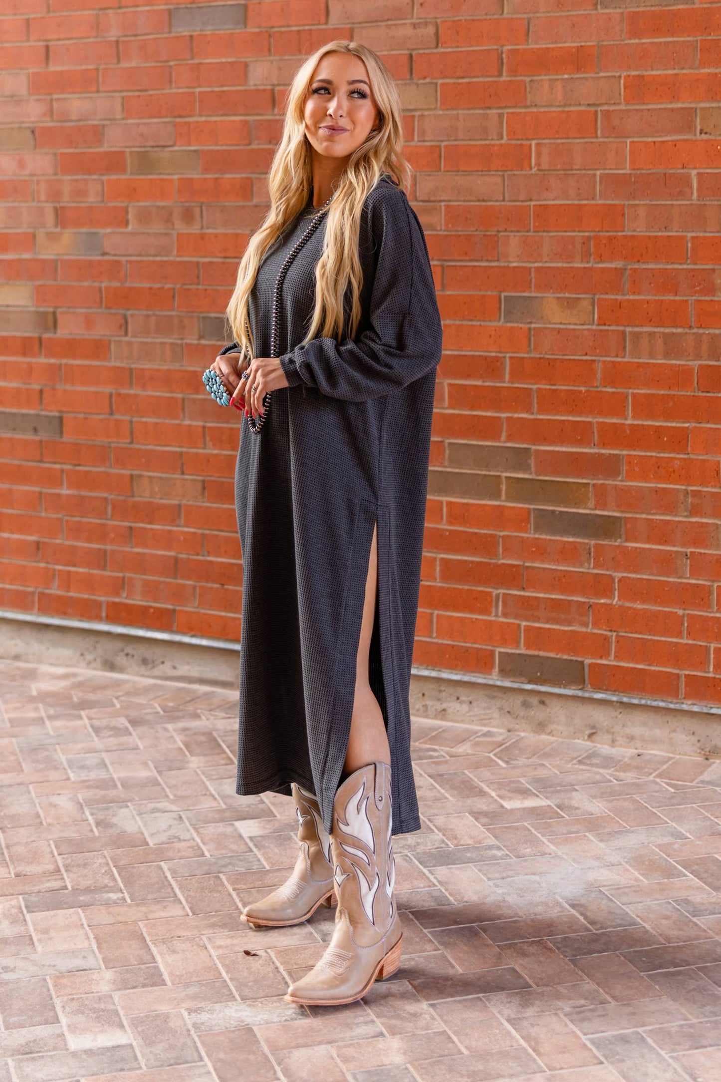 Waffle Knit Thermal Duster