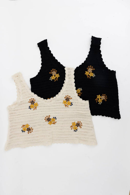 Serene Blooms Crochet Style Top