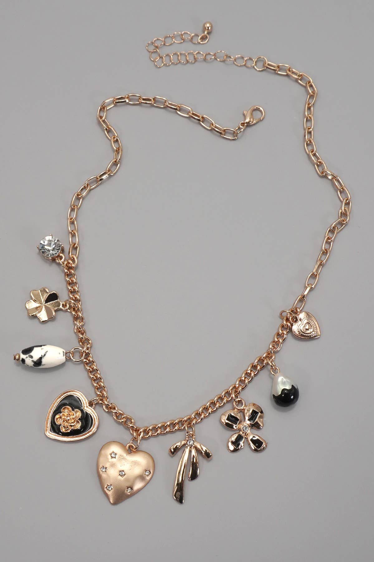 CHARM NECKLACE-HEART BOW PEARL FLOWER | 80N92312