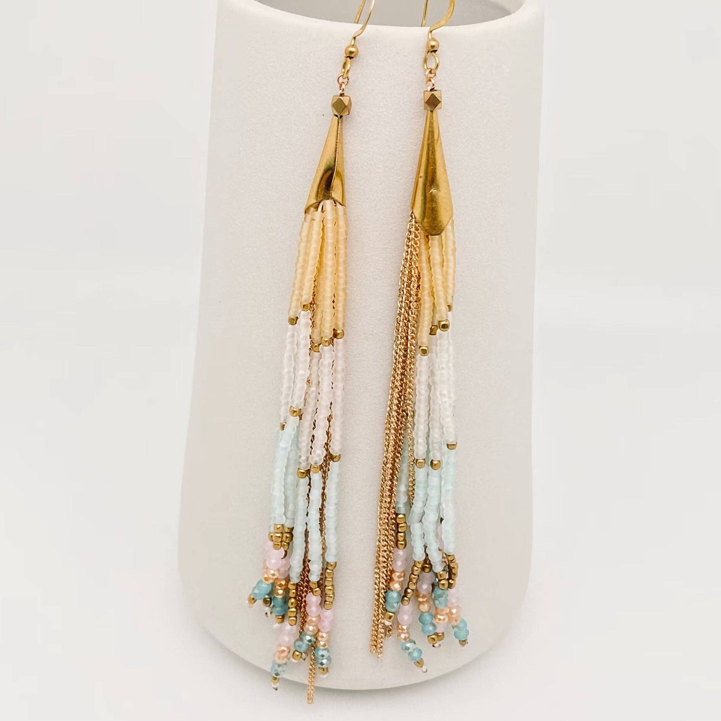 Boho Hand-woven Seed Beads Tassels Earrings - BJ/SB