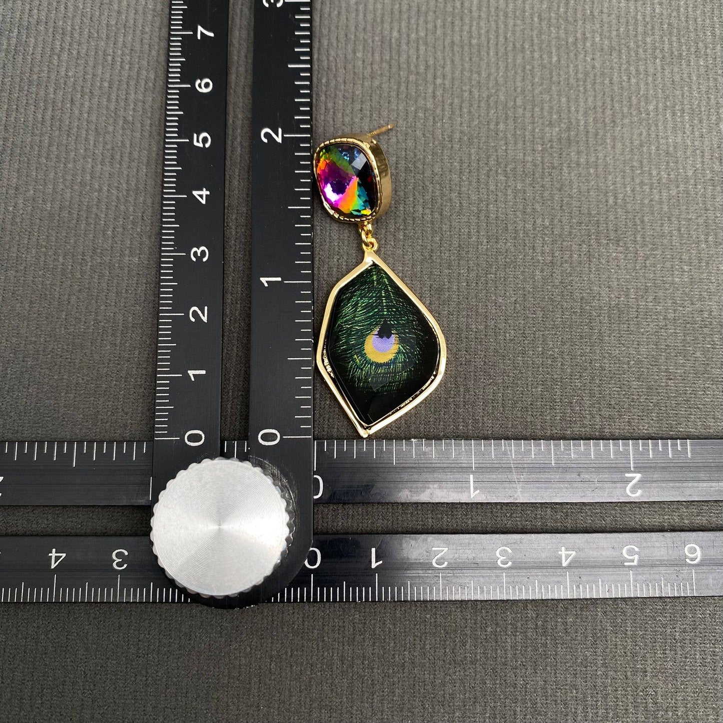 M5. Colored Rhinestone Peacock Dangle Earrings