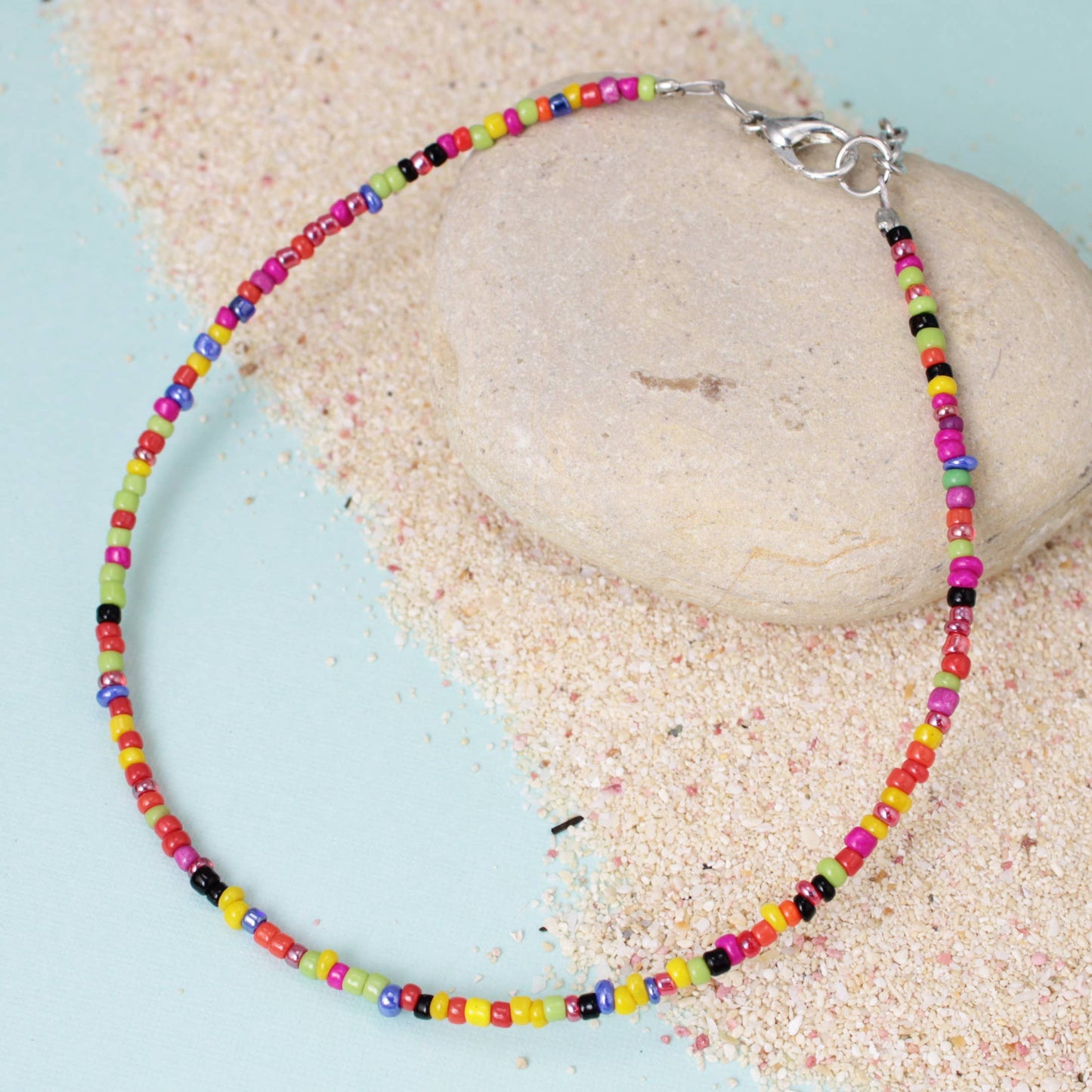 Pastel Rainbow Tiny Bead Anklet
