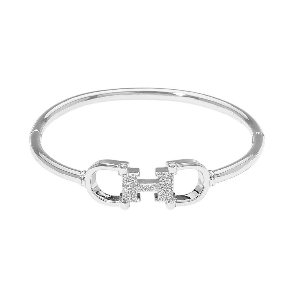 Crystal Accent Horsebit Bangle Bracelet