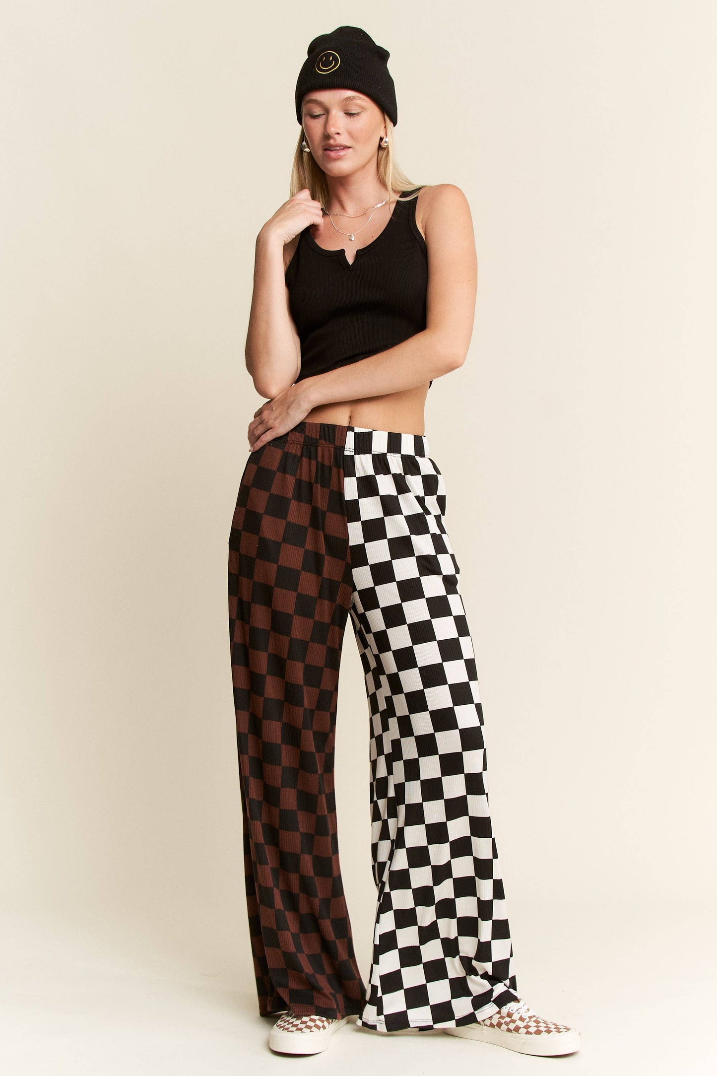 SPLIT DECISION CHECKERED PANTS: Brown/Black / XL
