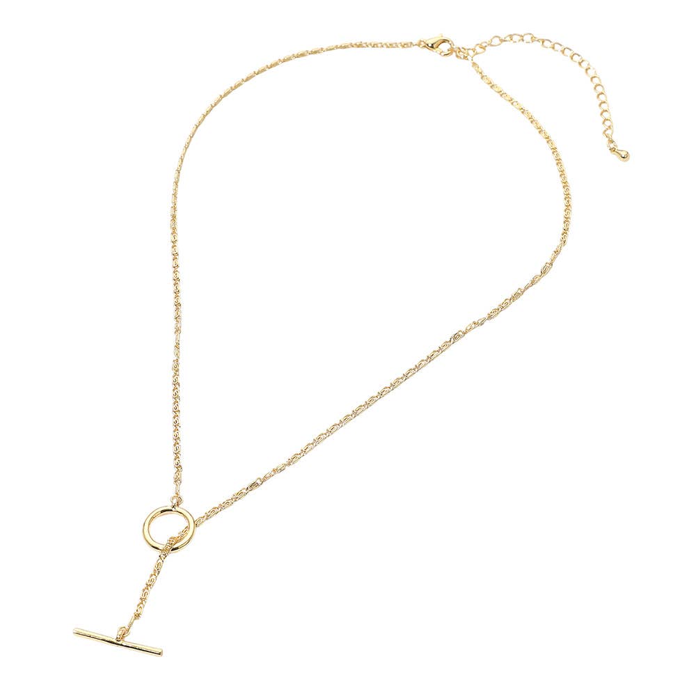 18K Gold Dipped Toggle Pendant Necklace: Rhodium