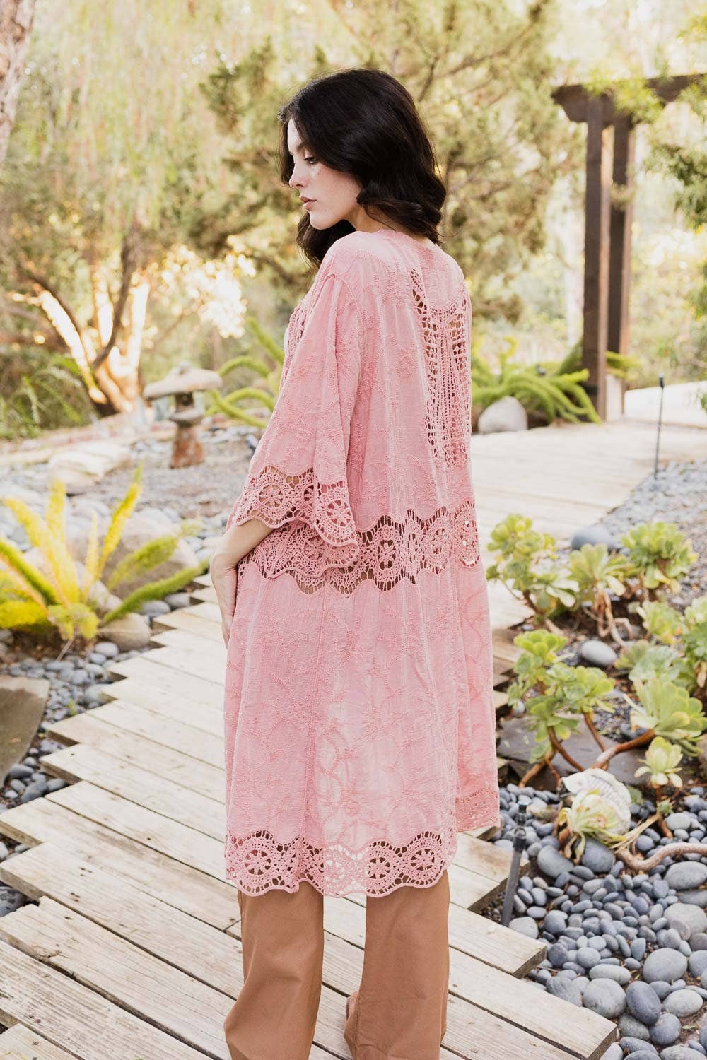 Crochet Open Patch Longline Kimono