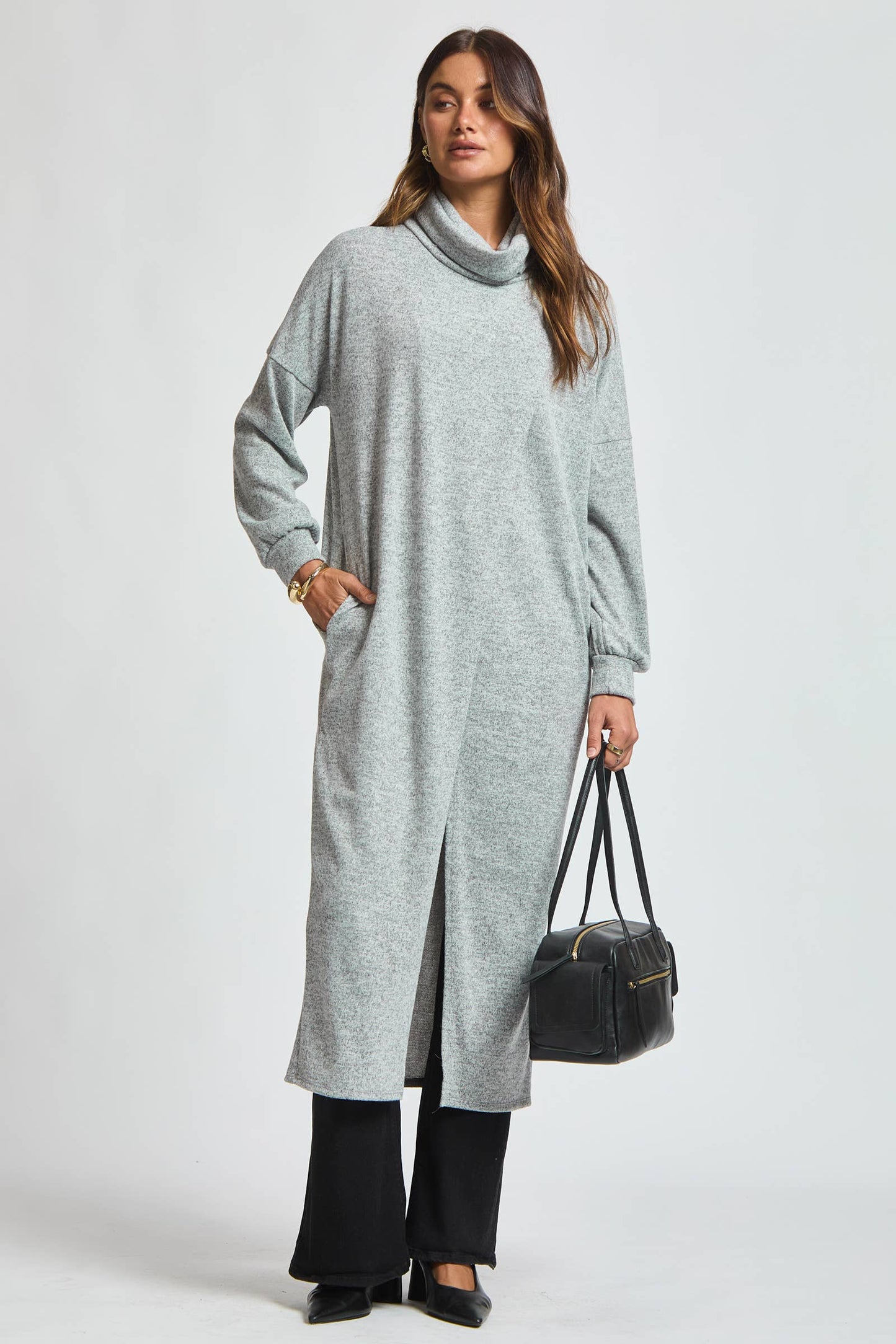 Flowy Surplice Wrap Duster