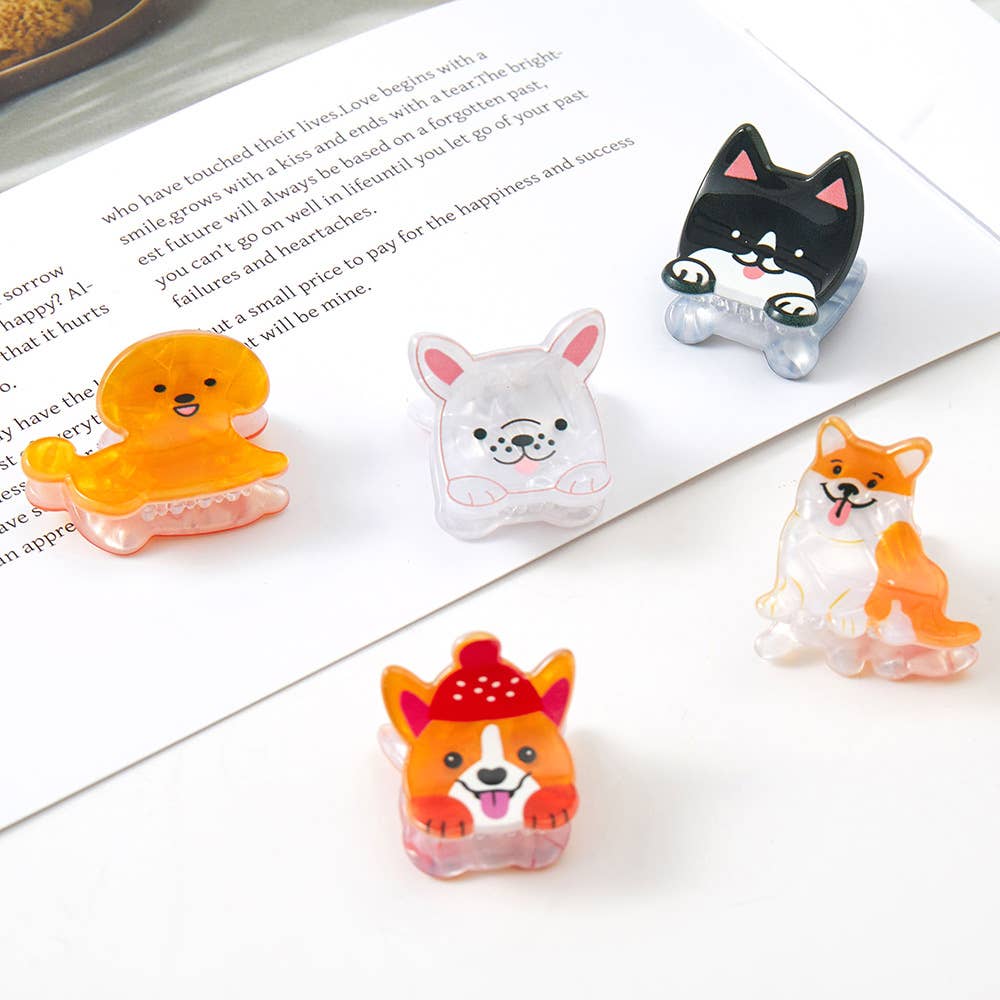 J45. 5PCS - Puppy Mini Hair Claw Clip Set