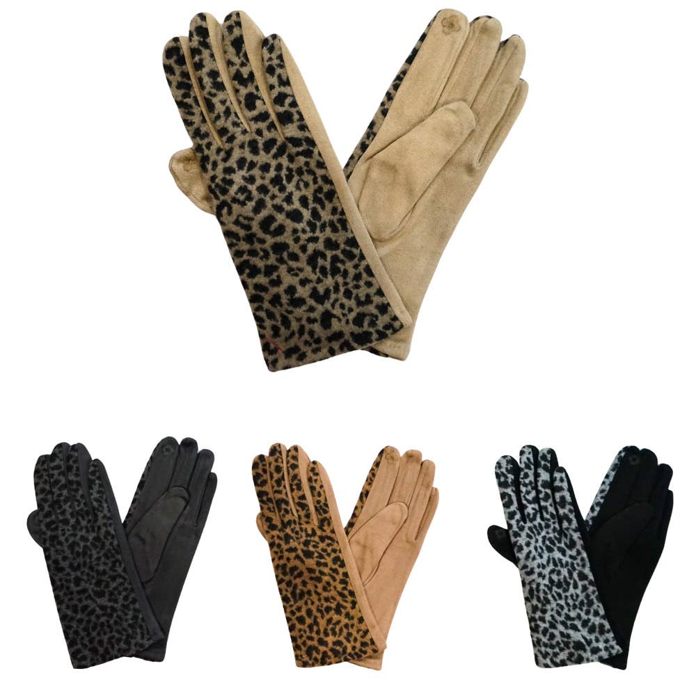 Leopard Pattern Smart Touch Winter Gloves
