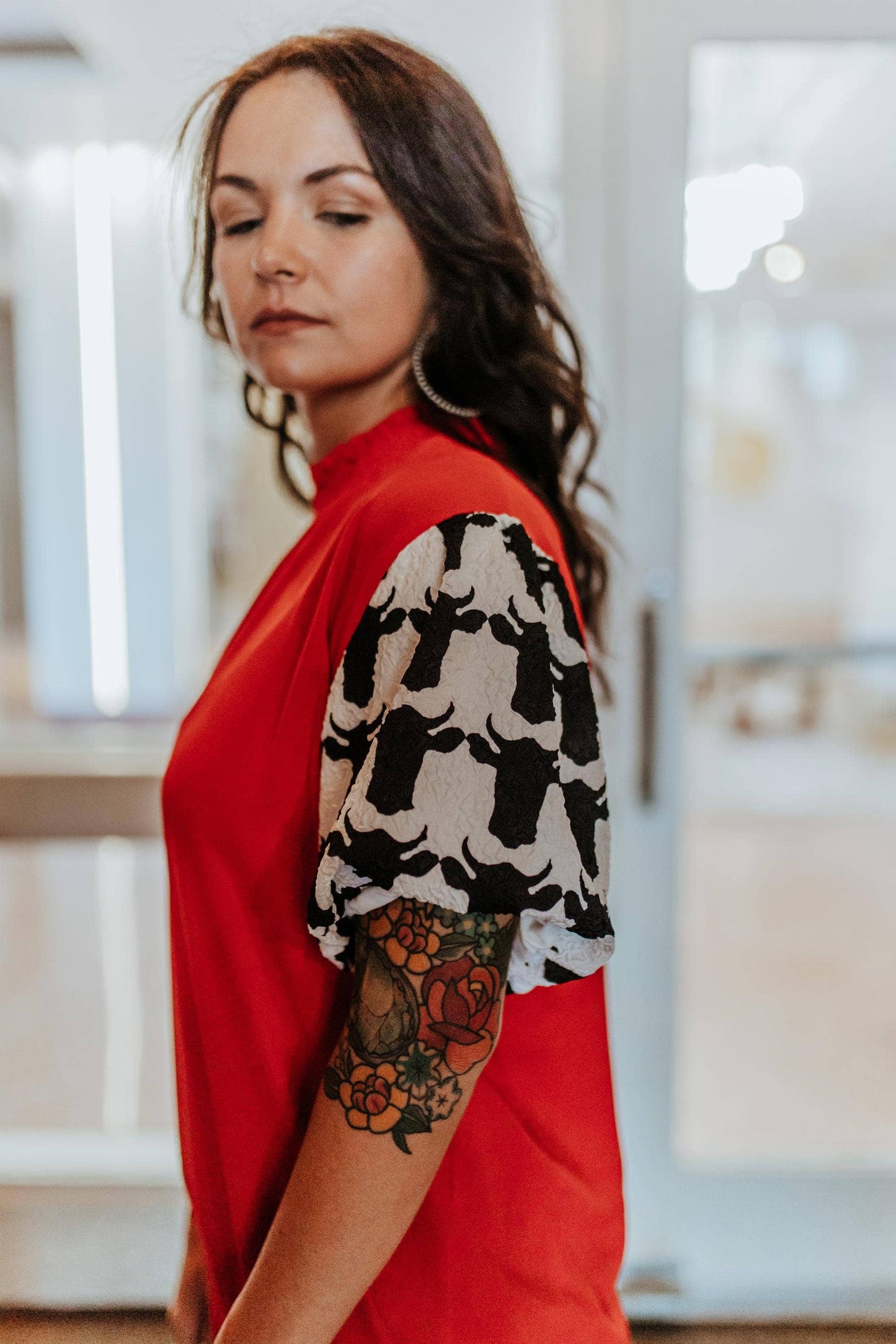 MK332 Bubble Sleeve Tee - Red