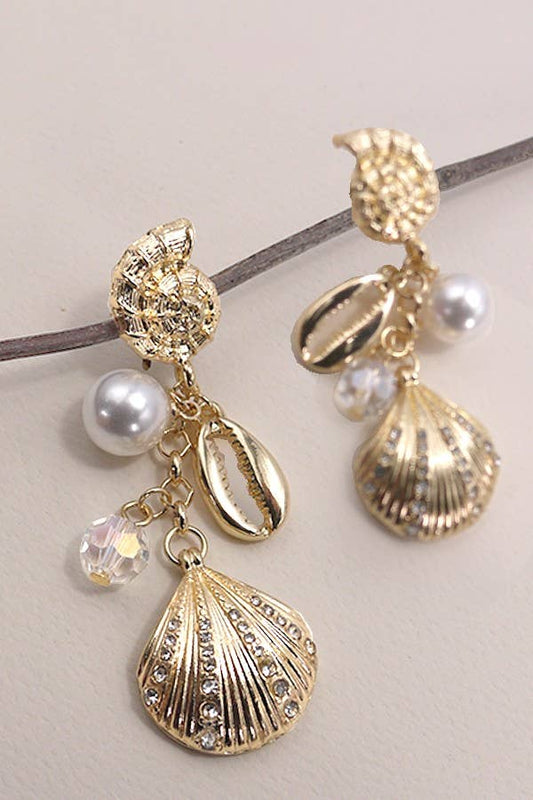 PUKA PEARL SEASHELL DROP EARRINGS | 80E3453