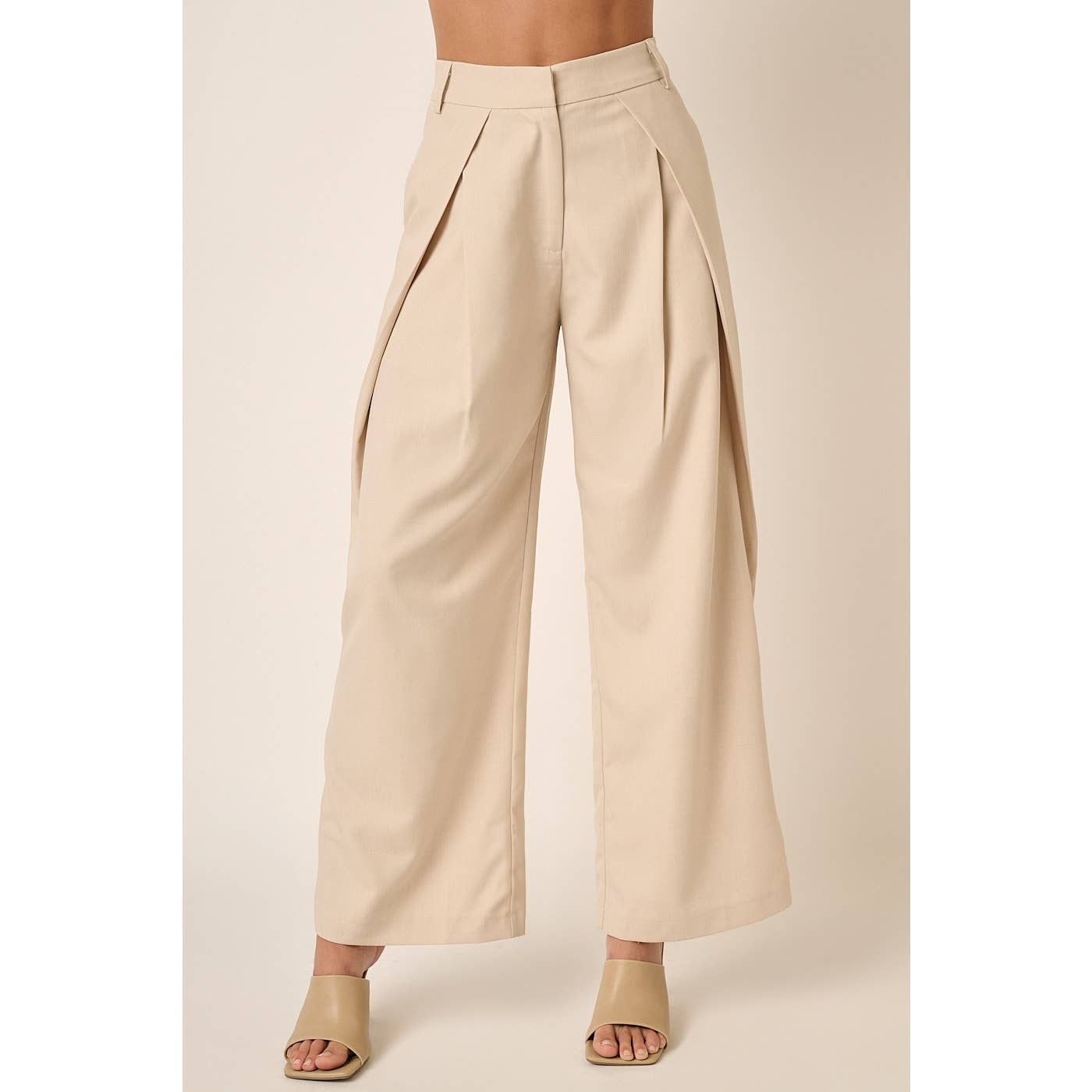 M70590 - DEEP PLEATED HIGH WAISTED WIDE LEG PANTS