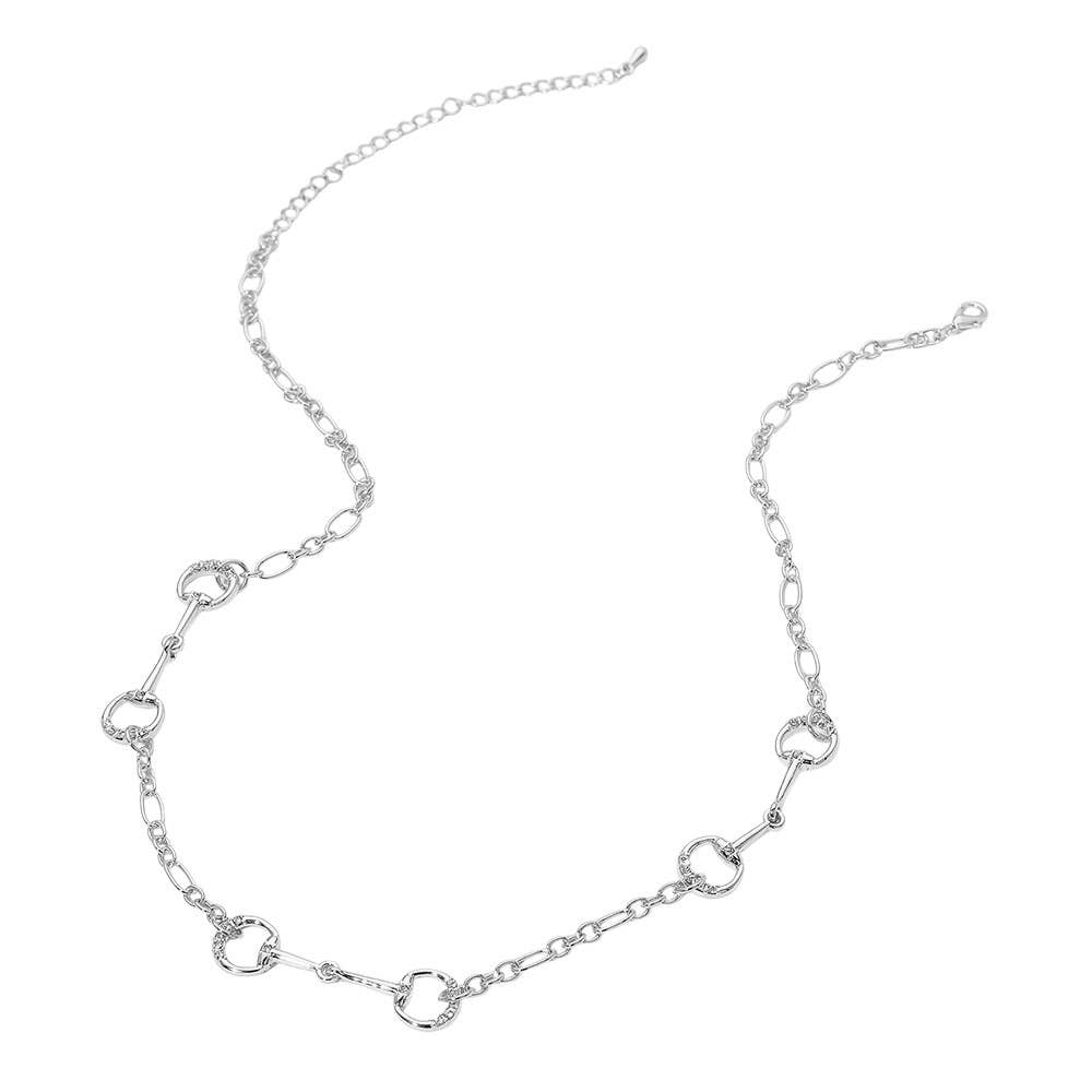 Stone Paved Horsebit Link Necklace