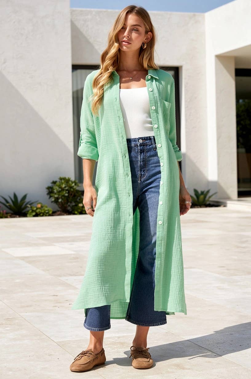 Dear Scarlett: Breathable Cotton Button-Down Duster