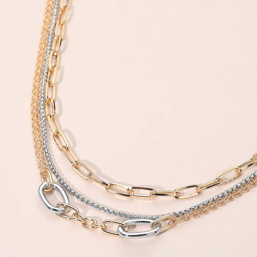 2PCS - Metal Link Paperclip Chain Layered Necklace