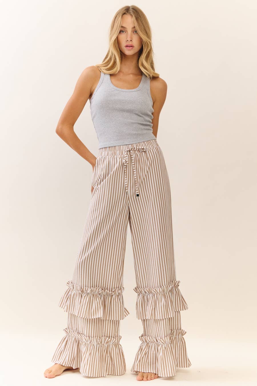 Oddi Striped Pull-on Maxi Pants