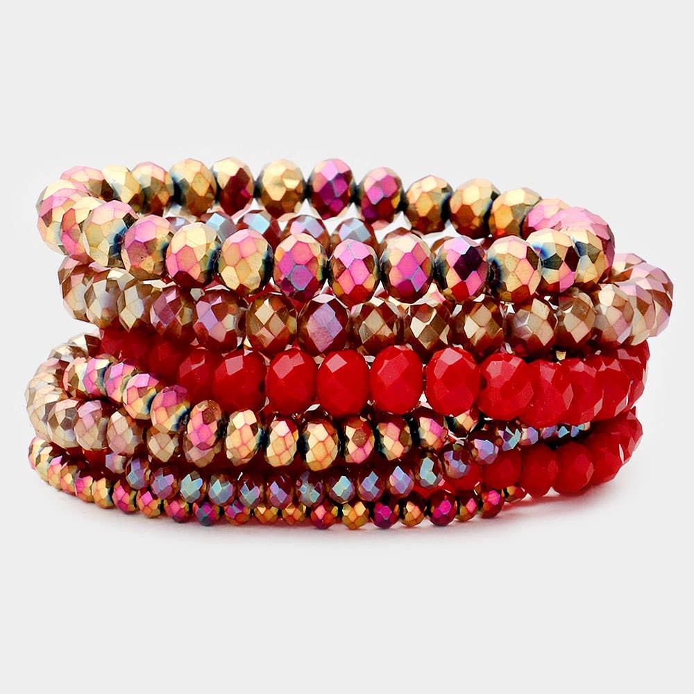9PCS - Faceted Bead Stretch Bracelets