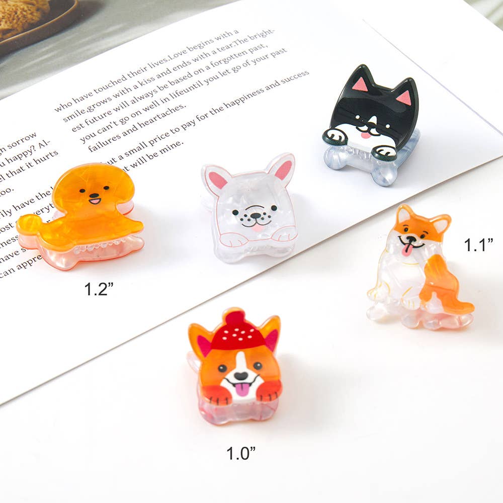 J45. 5PCS - Puppy Mini Hair Claw Clip Set