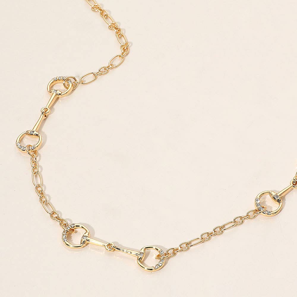 Stone Paved Horsebit Link Necklace