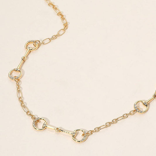 Stone Paved Horsebit Link Necklace