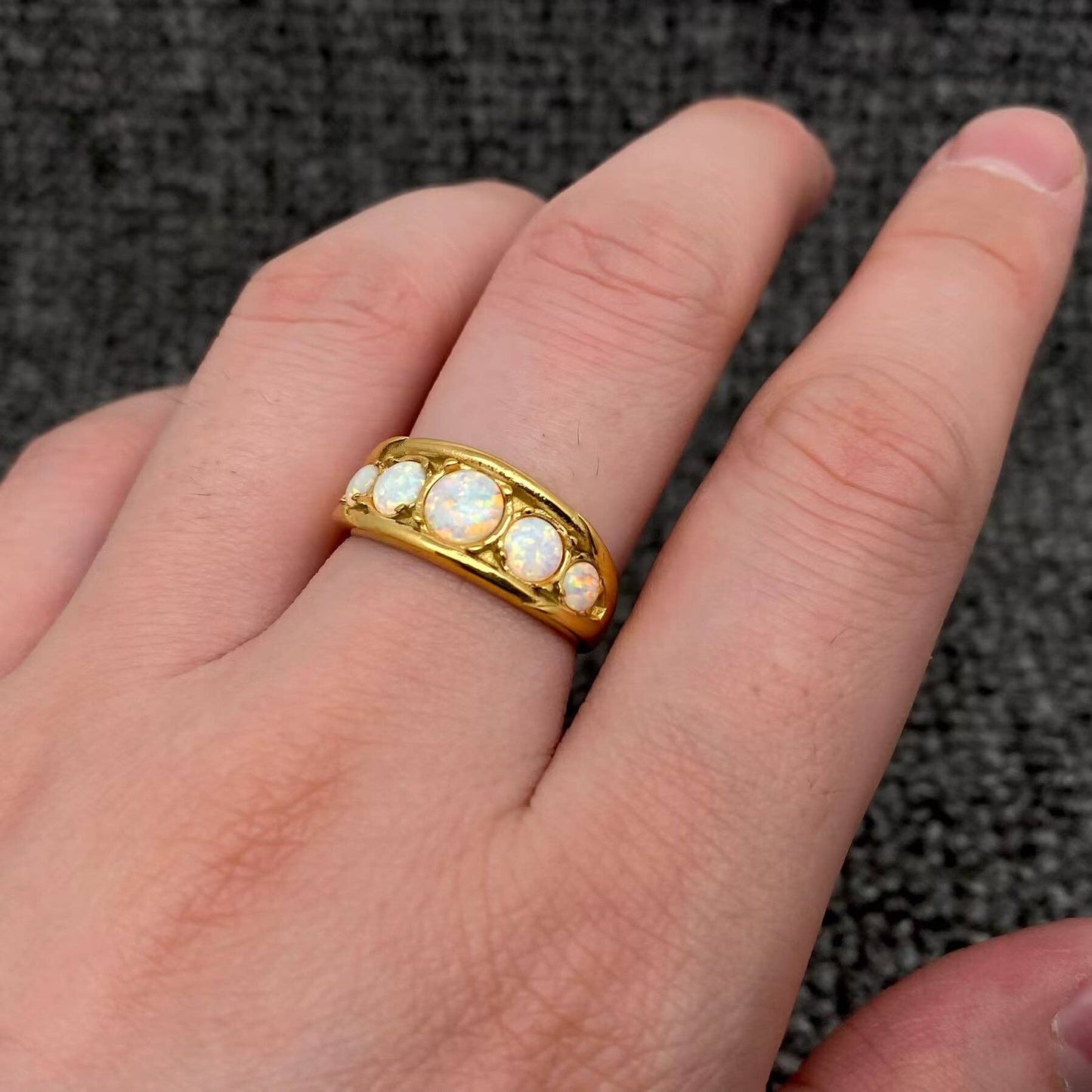 M33. Opal 18K Gold Plated Ring