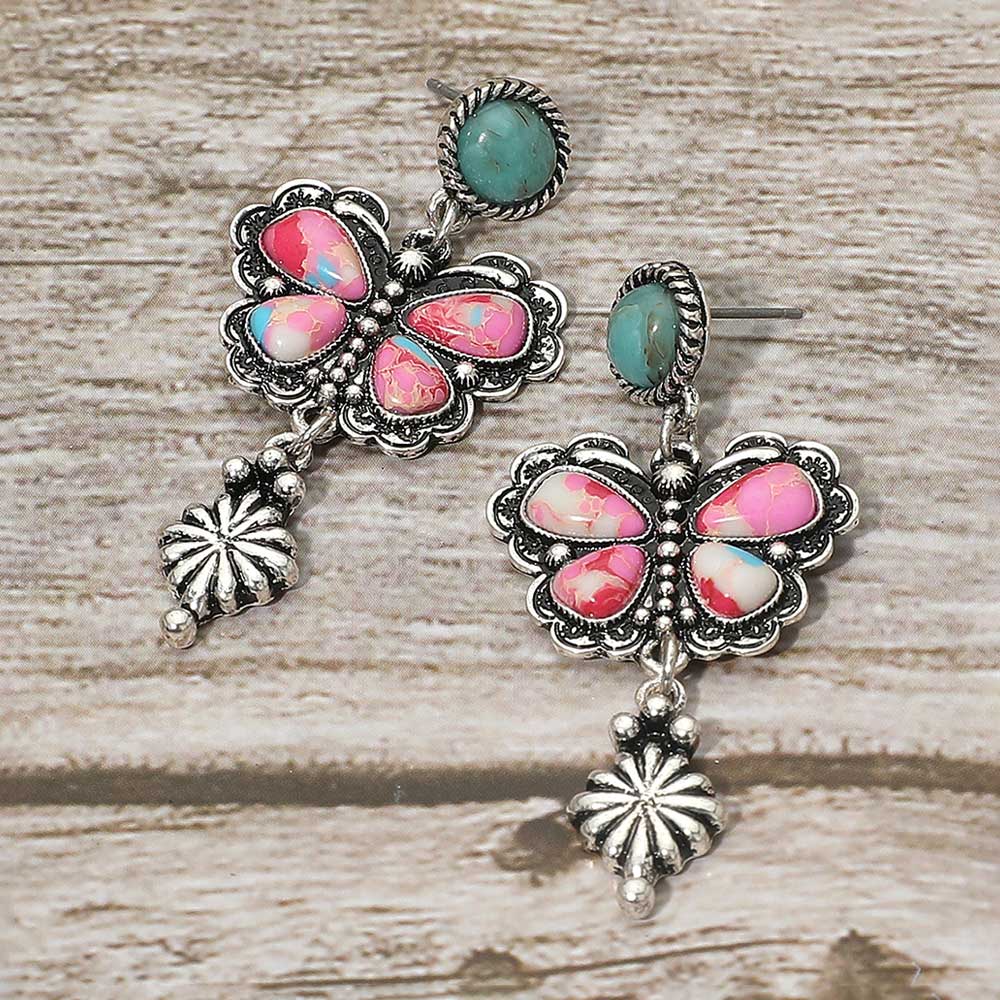 Vintage Boho Western Butterfly Drop Earrings