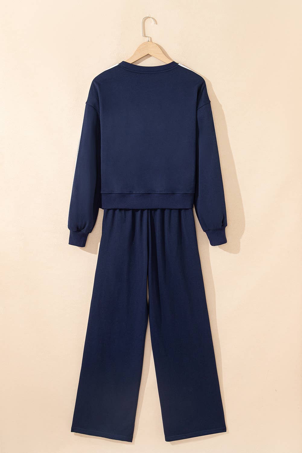 Striped Detail Pullover Elastic Sweatpants 2pcs Outfit