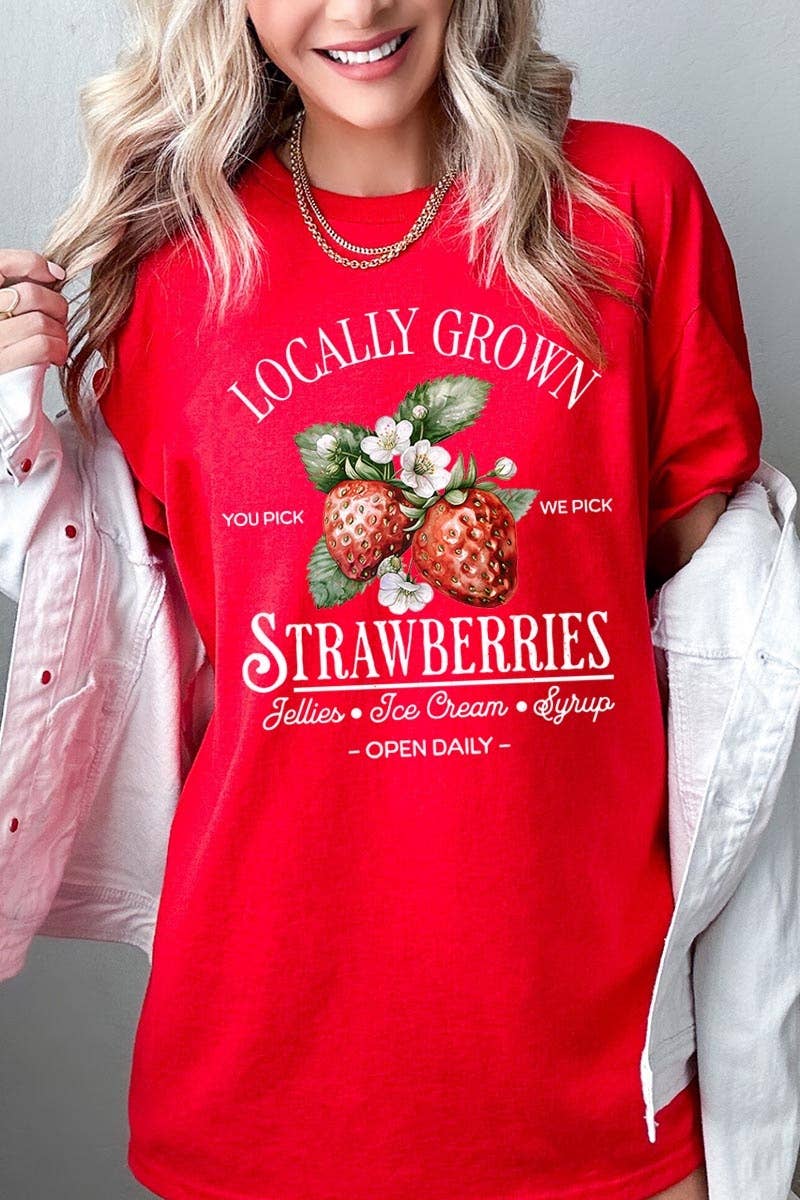 Locally Grown Strawberries Graphic Heavy Cotton T